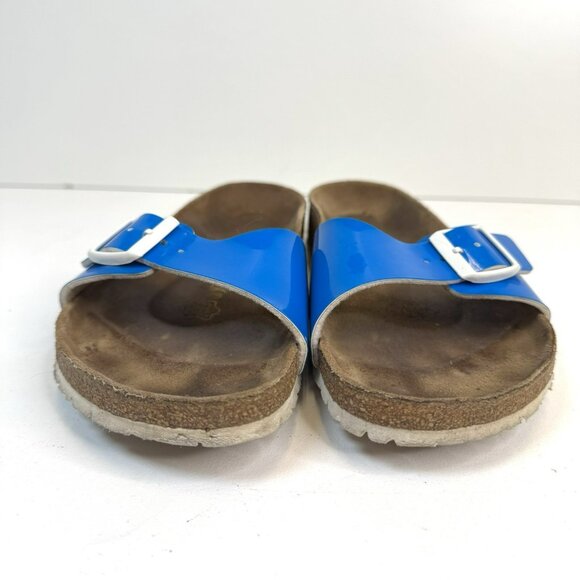 Birkenstock Madrid Sandals Womens Size 42 US 11 Blue Patent Slip On Comfort Shoe - Picture 3 of 11
